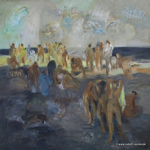 18. Badende am Strand - Acryl / Leinwand, 1988, 70 x 80