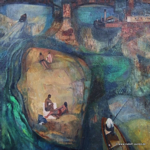 17. Kleine Insel an der Weichsel - Öl / Leinwand, 1965, 65 x 75 